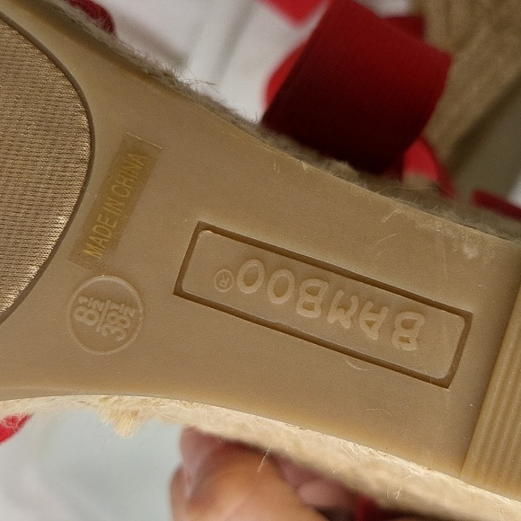 Bamboo women's braided platform open espadrille wedge with heels - Picture 7 of 11